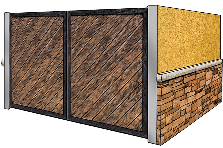 stucco and stone dumpster enclosure